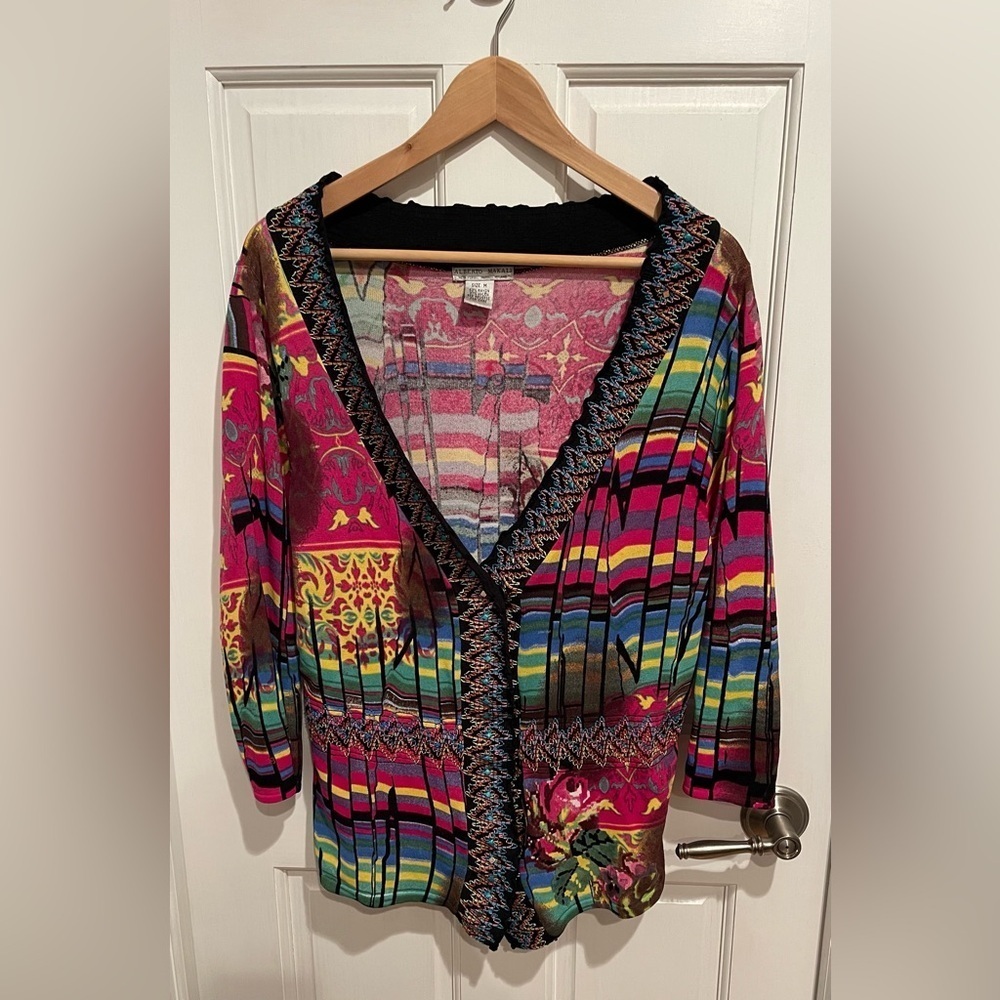 Alberto Makali Vintage Pink and Black Knit Cardigan Sweater Women’s M